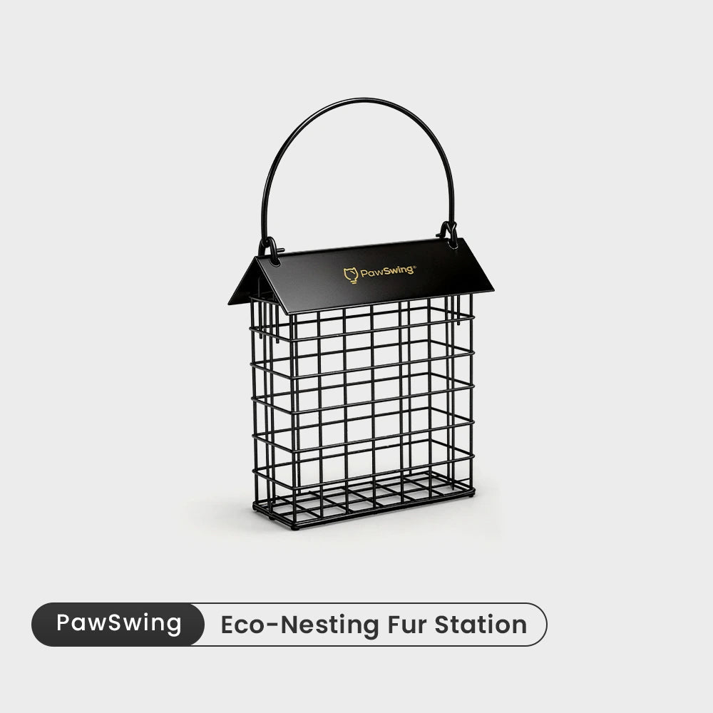 The PawSwing® cat hair cage, an eco-friendly solution for repurposing shed fur into bird nesting material