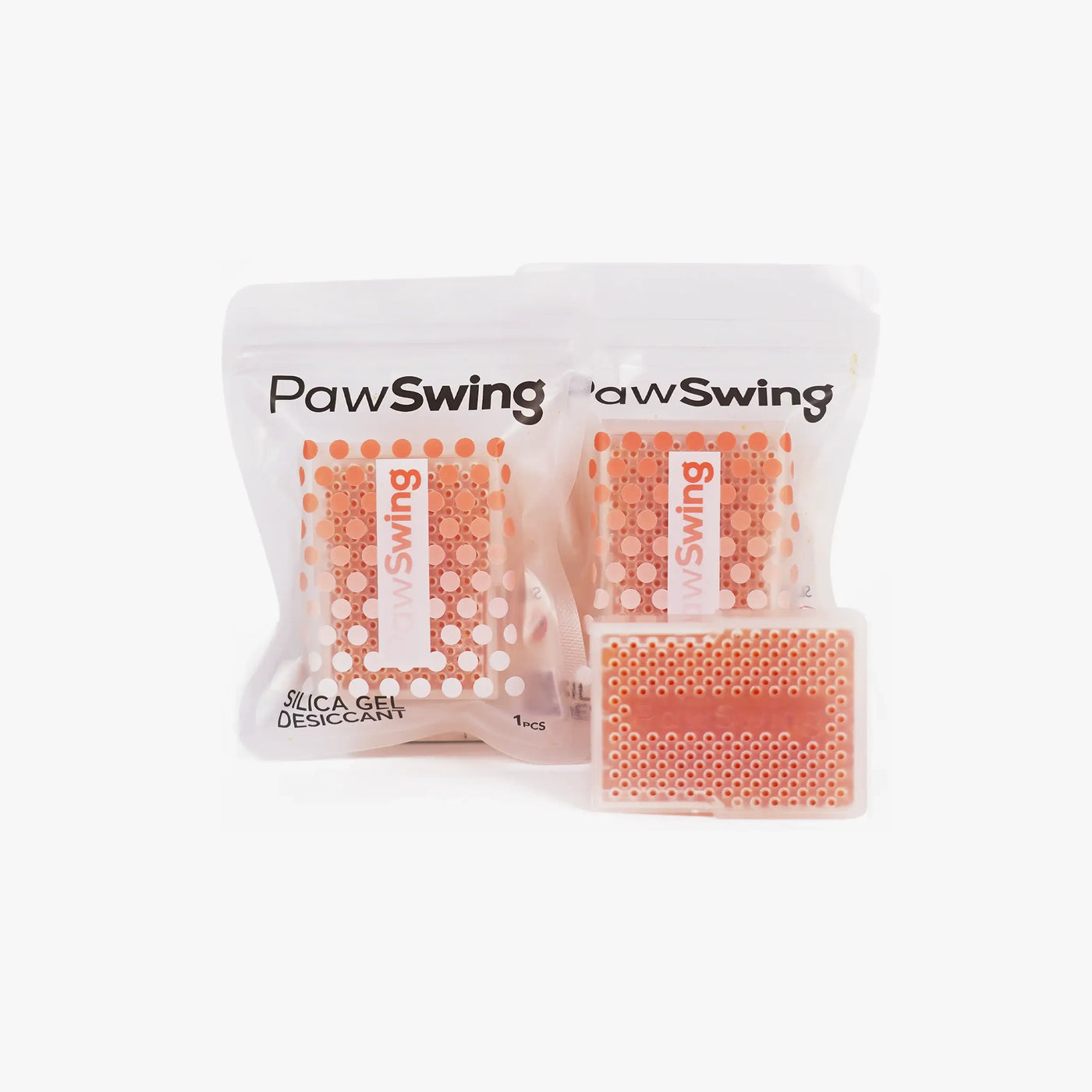 Individual PawSwing® cat snack desiccant packets ready for installation in the treat dispenser