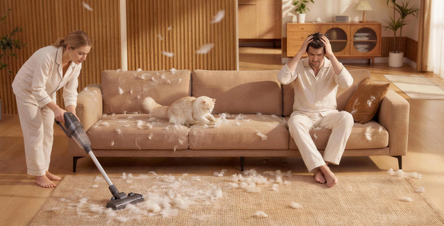 Cat hair is all over the house without using PawSwing® cat self groomer