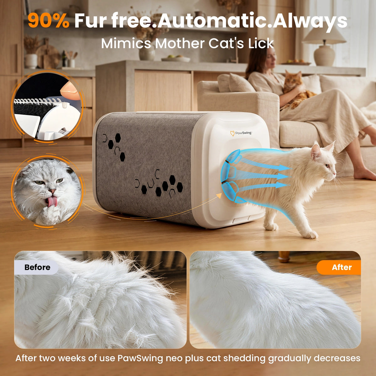 Long-Haired Cat Brushing | Cat Shedding Brush – PawSwing
